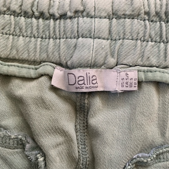 Dalia Olive Green Drawstring Pull On Pants Women Small Front Zip Pockets Casual - Picture 3 of 6